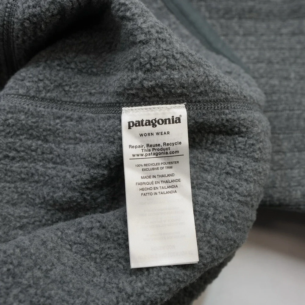 Patagonia Better Sweater rib knit 1/4 zip Gray Fleece Mens Sz Large Embroidered‎